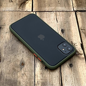 Ốp lưng chống sốc dành cho iPhone 11 nút màu cam - Màu xanh