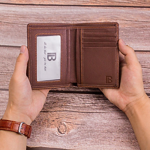 Ví nam, bóp nam da bò sáp Mexico Bụi Leather V102 - Bảo hành 12 tháng