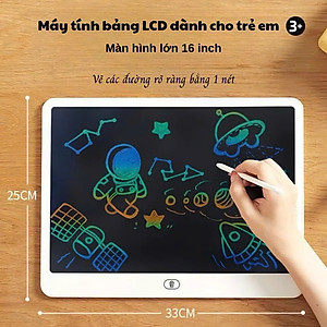 Bảng Viết Cảm Ứng Điện Tử 3D Đa Sắc 16 Inch Thông Minh Tự Xóa Dành Cho Bé - Bảng Vẽ Đồ Họa Bút Dạy Học LCD MÀU TRẮNG - Hàng Chính Hãng