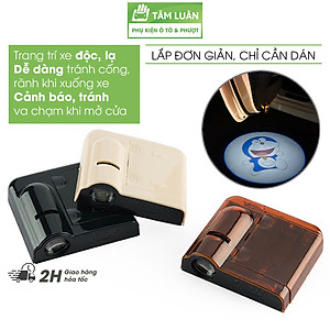 Đèn led chiếu hình (1 bộ), logo gắn cửa trang trí ô tô không dây, phụ kiện oto Tâm Luân