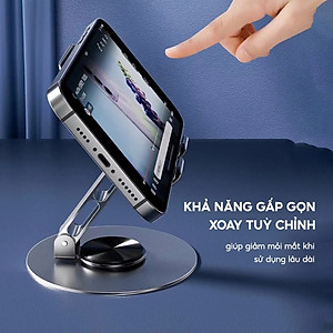 Giá đỡ điện thoại bằng kim loại xoay 360° có thể gấp gọn, chân đế vững chắc - Hàng Nhập Khẩu