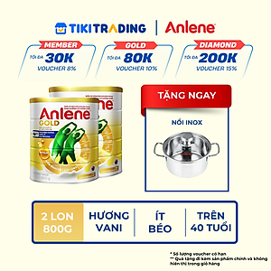 Combo 2 TPBS Anlene Gold hương vani 800g tặng ấm đun điện quang hoặc bình nước