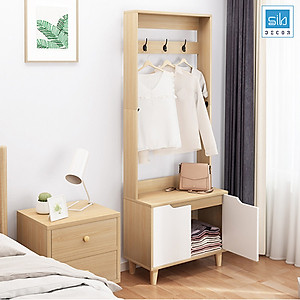 Kệ Gỗ Đa Năng Để Giày Dép, Vật Dụng Trang Trí Kèm Móc Treo Đồ Hiện Đại Thương Hiệu SIB Decor TG09