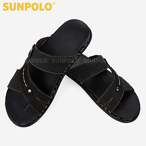 Dép Quai Ngang Nam Da Bò SUNPOLO SNA102 Trẻ trung, Năng động (Đen, Nâu bò)
