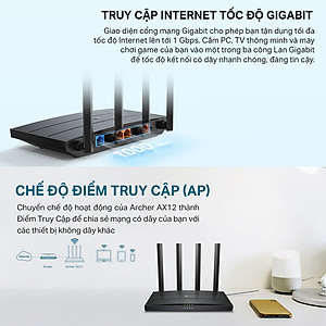 Bộ Phát Router WiFi 6 TP-Link Archer AX12 Băng Tần Kép AX1500 - HÀNG CHÍNH HÃNG
