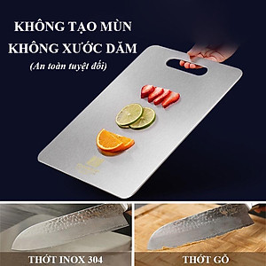 Thớt Inox 304 Cao Cấp KHông Gỉ- Size 33,5x23cm , Kháng Khuẩn, Chống Ẩm Mốc, Thớt Nhà Bếp- Hàng Loại 1.  Chính Hãng