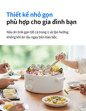 Nồi điện đa năng Bianco LocknLock EJP134IVY (5 lít), EJP124IVY (3 lít), Hàng Chính Hãng, Nấu nhanh, Phủ men sứ - JoyMall