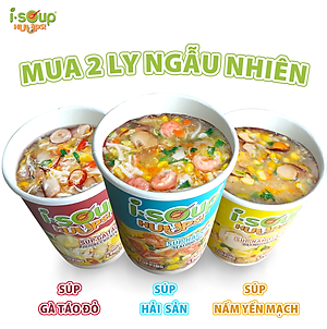Súp Nấm Yến Mạch Ăn Liền ISOUP HUUPS Hũ 24G - Súp Ăn Liền Sấy Thăng Hoa