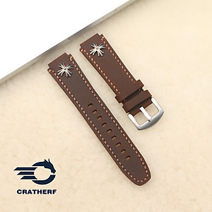 Dây da thay thế đồng hồ Casio AE1200 da bò sáp nâu Ngựa Rivet Handmade