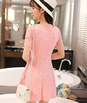 Đầm Ren Tay Ngắn Cổ Gợn Sóng DN089 MayHomes Kiểu Dáng Xinh, Gợi Cảm, Vải Bền Đẹp, Đường May Khéo Léo