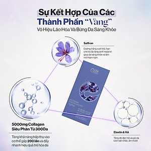 NƯỚC UỐNG COLLAGEN GILAA SIÊU PHÂN TỬ 300DA KẾT HỢP SAFFRON TRẺ HÓA TRẮNG KHỎE DA (20g x 15 gói)