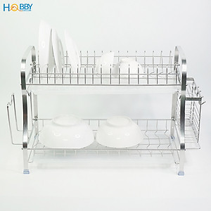 Kệ chén đa năng 2 tầng inox 304 mẫu lớn Hobby Home Decor KC2M