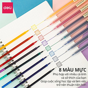Bút bi gel 0.5mm nhiều màu Deli - Có nắp gài - 1 chiếc - Đỏ/ Xanh Dương/ Xanh Lá/ Tím/ Cam - A119