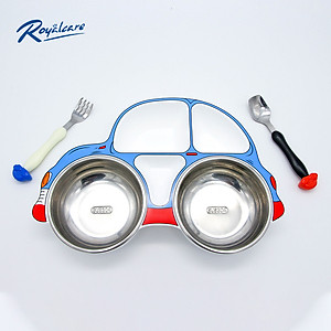 Set khay ăn dặm cho bé bằng Inox và Nhựa cao cấp Royalcare phù hợp ăn BLW, ăn dặm kiểu Nhật và ăn dặm truyền thống 