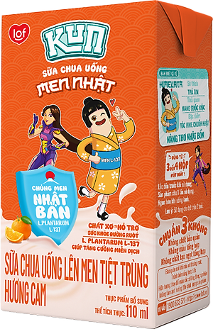 Thùng 48 Hộp Sữa Chua Uống Hương Cam KUN 110ml/hộp