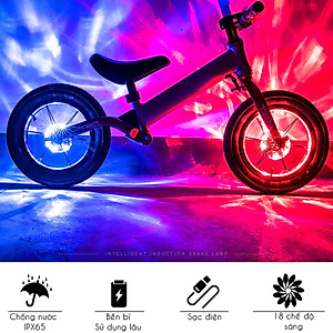 [1 chiếc] Đèn Trang Trí Cho Xe Đạp Trẻ Em Gắn Moay-Ơ Trục Giữa Xe Đạp Với 7 Màu RBG 18 Chế Độ Sáng Khác Nhau Sạc Điện USB (Đường Kính Phù hợp dưới 32mm) Mai Lee