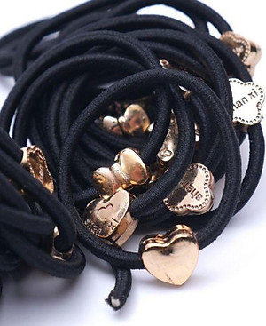 Set 10 chiếc chun buộc tóc dây màu đen đơn giản tinh tế