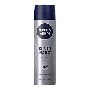 Xịt Ngăn Mùi NIVEA MEN Silver Protect Phân Tử Bạc Giảm 99.9% Vi Khuẩn Gây Mùi (150ml) - 82959