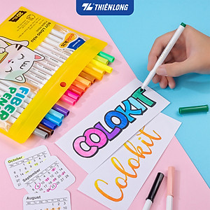 Bút lông màu Fiber Pen Thiên Long Colokit an toàn sử dụng tô màu, vẽ tranh, calligraphy, 20 màu basic FP-C03