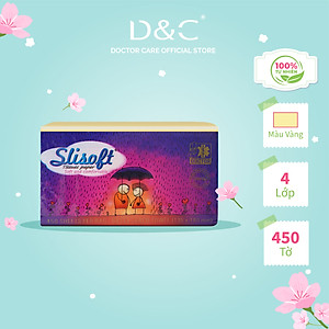 Giấy ăn Slisoft Vàng tự nhiên đa năng,khăn giấy rút thân thiện môi trường không chất tẩy trắng an toàn cho cả gia đình