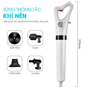 Dụng cụ thông tắc bồn cầu bằng khí nén, thông toilet, lavabo, ống nước, nhà vệ sinh bằng hơi khí nén AGT Cực Mạnh 6-8kgf/cm - S cao áp hàng nhập khẩu