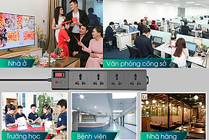 Ổ cắm Rạng Đông OC04 4C/3M/10A đa năng chống giật, công suất 2500W dây dài 3 mét - Hàng chính hãng