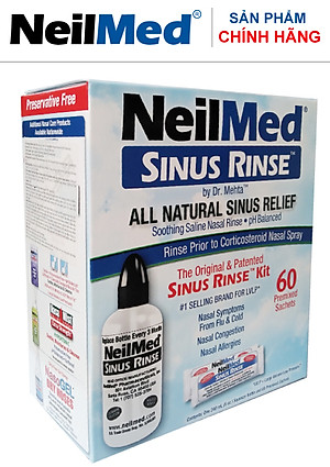 Combo Adult: Bộ Rửa, Chăm Sóc Vệ Sinh Mũi Xoang Người Lớn NeilMed Sinus Rinse - SX Mỹ(Bình + 60 gói muối và 1 Hộp 120 gói muối rửa bổ sung)