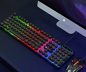 Bàn phím máy tính gaming giả cơ PANTSAN PK100 có dây nút tròn Led 7 màu cực đẹp - NTH - Hàng Nhập Khẩu