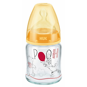 Bình Sữa Thủy Tinh 120ml Disney Núm Ti Silicone S1 Nuk NU34425 (Size M) - Màu Ngẫu Nhiên