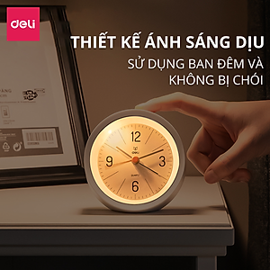 Đồng Hồ Báo Thức Để Bàn Có Đèn Đêm Deli - Thân Nhựa Kim Thiếc Cao Cấp Kiểu Dáng Tinh Tế - Có Nút Bấm Báo Lại Báo Thức