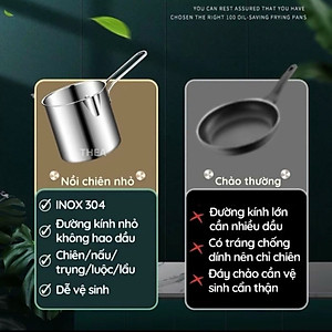 Nồi Chiên Nhúng Ngập Dầu Inox 304, Bộ Nồi Kèm Rổ Lọc Dầu 2 IN 1 Không Gỉ