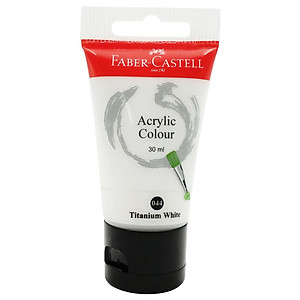 Tuýp màu vẽ acrylic 30ml titanium white (trắng titan) Faber 1183001
