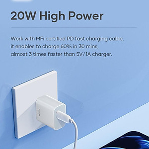 Củ sạc nhanh Rockspace T18 dành cho iphone 20W chuẩn PD, cổng ra typeC - Hàng chính hãng 