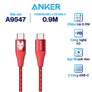 Cáp Sạc ANKER Powerline+ II USB-C To USB-C Phiên Bản Marvel - A9547 / A9549 - Hàng Chính Hãng
