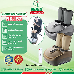 Máy Massage Chân Nén Ép Trị Liệu Suy Giãn Tĩnh Mạch Nikio NK-187 - Máy Mát Xa Dây Ấn Lòng Bàn Chân, Mu Bàn Chân, Ngón Chân, Bắp Chân - Công Nghệ Tiên Tiến: Con Lăn, Túi Khí Và Nhiệt Sưởi - Nhiều Chế Độ Matxa, Có Remote Điều Khiển