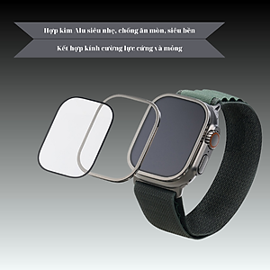 Kính Cường Lực Màn Hình Viền Nhôm Kai.N AluGlass Dành Cho Apple Watch Ultra_ Hàng Chính Hãng