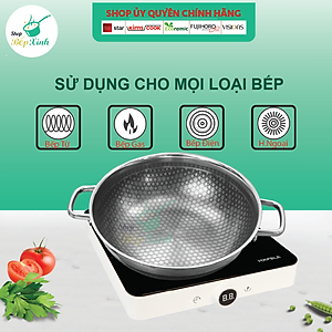 Chảo chống dính 2 mặt sâu lòng inox 304 BLACKCUBE KimsCook dòng noonsong 3 lớp đúc liền đáy liền cào không xước,siêu bền