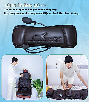 Nệm (đệm) massage ô tô cao cấp Nikio NK-150 - Con lăn 3D xoa bóp cổ vai gáy, kết hợp nhiệt nóng sưởi ấm lưng, cổ và rung toàn thân tạo cảm giác thư giản, túi khí nâng đỡ cột sống lưng