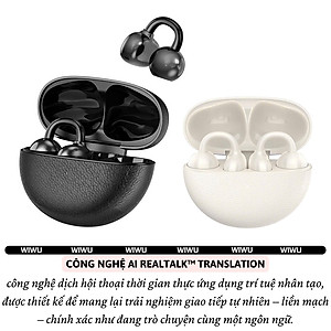 Tai nghe ENC phiên dịch Open-Ear AI RealTalk Translation bluetooth 6.0 không dây WIWU OWS Ai305 - Bluetooth 6.0, dịch thời gian thực, Âm Thanh 360°, Directional Sound Transmission, Dynamic Bass 9 & Surround Sound 9 - Hàng nhập khẩu