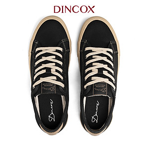 Giày Sneaker Nam Nữ Vải Canvas DINCOX E12 Black/Beige Đơn Giản Thanh Lịch