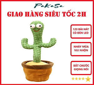 Cây Xương Rồng Nhảy Múa , Uốn Lượn , Biết Hát , Biết Nhại Tiếng , Có Đèn Led Dễ Thương - Hàng Chính Hãng