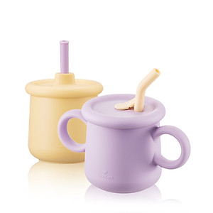 Bộ 2 cốc silicone Little Luv LocknLock LBB015S7 - kèm nắp đậy và ống hút - Dung tích 200ml