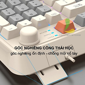 Bàn phím giả cơ gaming XUNFOX K82 - Bàn phím chơi game thiết kế 94 phím có đèn led 7 màu kèm theo nút vặn âm lượng - Hàng nhập khẩu