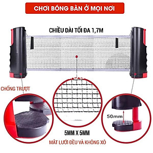 Cọc Lưới Bóng Bàn Rút Gọn Chất Liệu ABS Cao Cấp Chiều Dài Điều Chỉnh Tới 1,7m Chính Hãng dododios