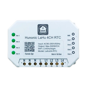 Công tắc thông minh [ĐIỀU KHIỂN TỪ XA] Hunonic Lahu 4 Kênh RTC - Điều khiển qua Wifi, Bluetooth - Hẹn giờ không cần wifi