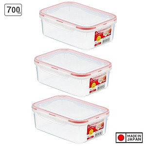 Bộ 3 hộp đựng thực phẩm chịu nhiệt tốt 730ml - Hàng Nội Địa Nhật