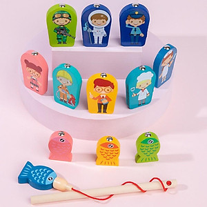 Bảng Gỗ Ghép Hình + Câu Cá Lôgarit 7 in 1 cho bé