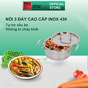 Bộ nồi quánh inox Fivestar 3 đáy từ nắp inox 3 món