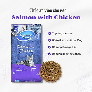 Thức Ăn Hạt Cho Mèo Loại Mới Có Topping Cá Cơm Snappy Tom 1.5kg - YonaPetshop