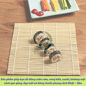 Bộ dụng cụ cuộn sushi bằng tre-Chiếu cuộn sushi Nhật Bản– Thảm tre cuộn sushi- Bộ làm sushi tại nhà mini- Bộ cuộn sushi kèm muỗng gỗ-  Dụng cụ làm sushi handmade